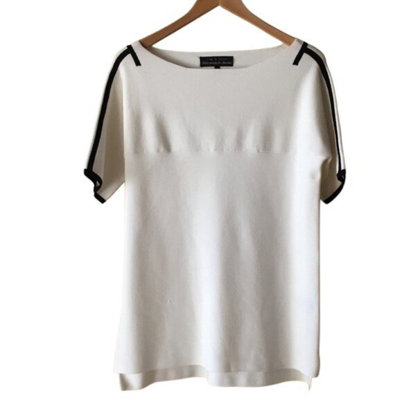 Rag & Bone for Intermix Roxy Boatneck Contrast Piping Tunic Top S - Picture 2 of 4